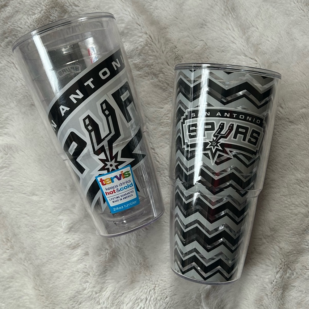 BUNDLE of Two Tervis 24oz. Spurs Basketball Tumblers
